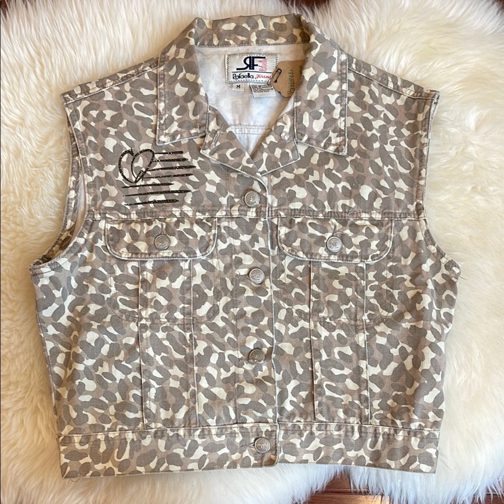 Upcycled, Vintage, Queer Country, camo/leopard Denim Vest